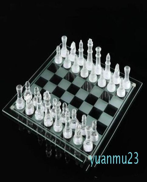 Whole2525cm K9 verre échecs moyen lutte emballage jeu d'échecs international jeu d'échecs international de haute qualité emballé w3813938
