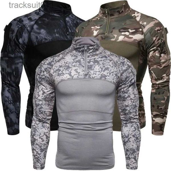 Homens camisetas Homens Esportes Ao Ar Livre Camuflagem Militar Long Sle T-shirt Moda Casual Long Sle Camisa L231208