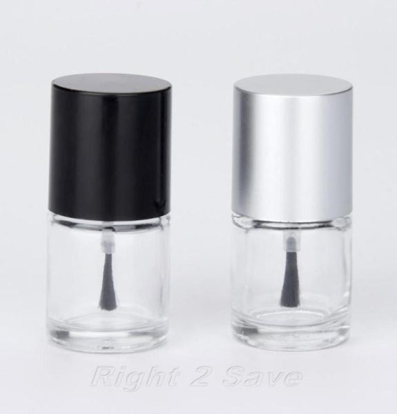 1pc 10ml Nagellackflasche mit bürsten nachfüllbarer leerer kosmetischer Hahnglasflasche Nagelkunst Maniküre Werkzeug Schwarze Silberkappen1011460