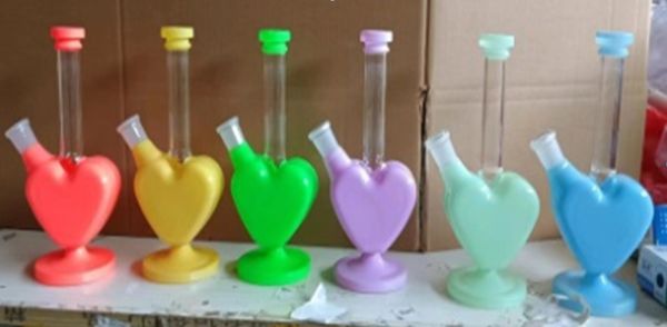 colore Cuore Narghilè in vetro Dab Rig Bong Tubi dell'acqua Bruciatore a nafta Bong Pipa da fumo