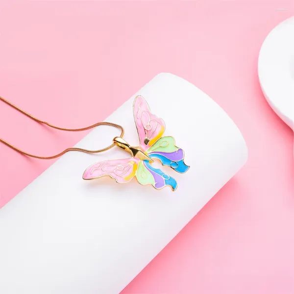 Colares Pingente Design Clássico Borboleta Colar Requintado Colorido Fairytopia Para Mulher Menina Romântica Jóias Cosplay Party Presente