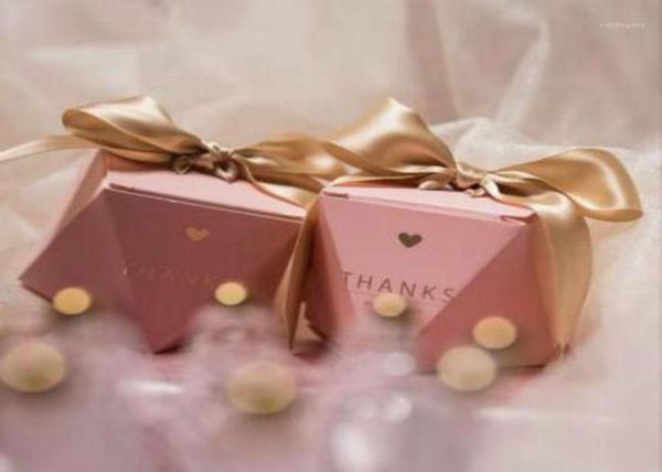 50 x criativo estilo diamante rosa favores de casamento caixas de doces bomboniera sachê caixa de chocolate de açúcar suprimentos de festa obrigado caixa de presente 19422368
