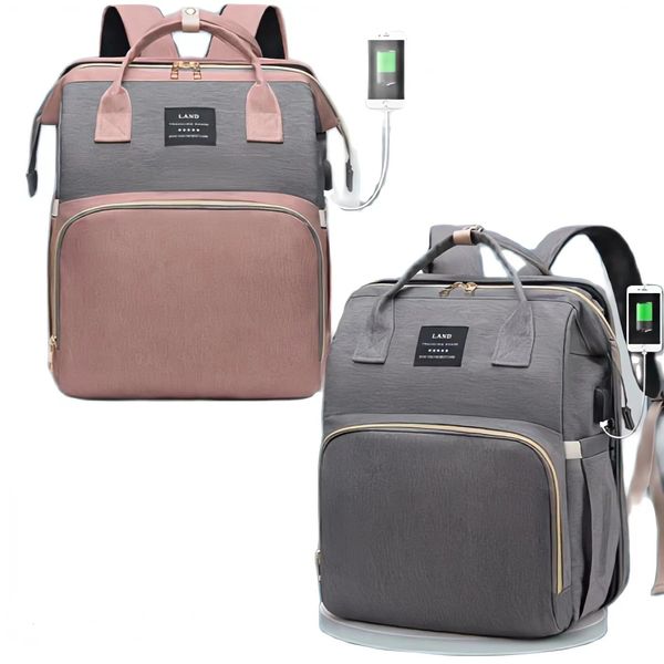 Wickeltaschen Mama Babytasche Rucksack Wickelunterlage Schatten Moskitonetz Nass- und Trockentrage USB-Ladeanschluss Kinderwagen zum Aufhängen kostenlos 231207