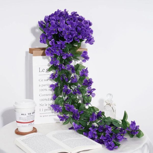 Fiori decorativi 78 cm viola fiore artificiale decorazione per feste cesto appeso a parete orchidea simulazione finta matrimonio di San Valentino