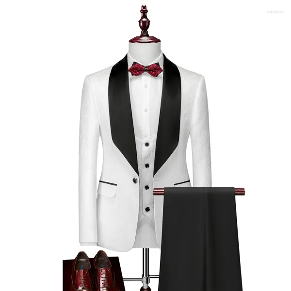 Ternos masculinos 2023 de alta qualidade negócios casual (terno colete calças) terno de casamento bonito vestido de noivo conjunto de três peças