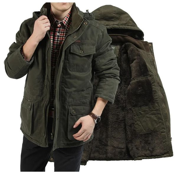 Mens Jaquetas Marca Jaqueta de Inverno Homens Algodão Acolchoado Parkas Quentes Casaco Plus Size 5XL MultiPocket Com Capuz Militar Hombre Invierno 231208