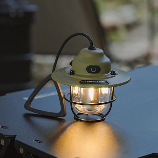 Cordões Slings e Webbing Mini LED Lanternas de Acampamento TypeC Recarregável Escurecimento Portátil Pendurado Tenda Luz 1200mAh para Caminhadas Pesca Emergência 231208