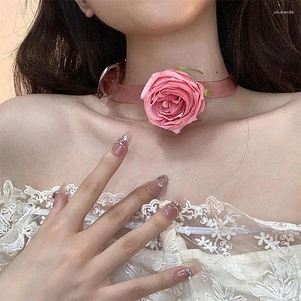 Colares de pingente moda coreana acessórios românticos vintage flor colar requintado pescoço corrente clássico charme jóias delicadas
