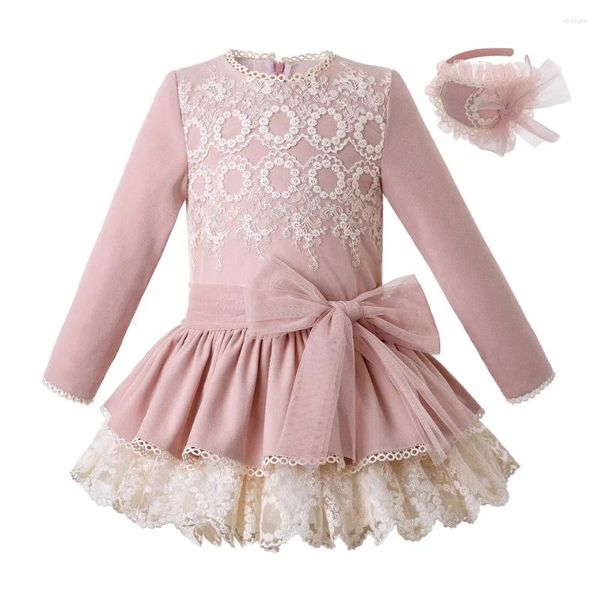 Vestidos da menina inverno natal rosa rendas meninas princesa aniversário boutique crianças roupas combinando 6781012 anos de idade