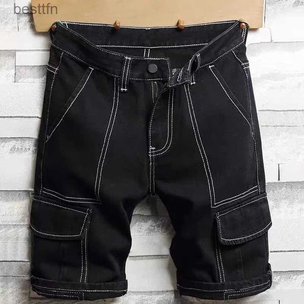 Jeans da uomo Estate 2023 Nuovo arrivo Moda Uomo Dritto Nero Abbigliamento di lusso Solido Pantaloni larghi in denim Jeans Pantaloncini per uomo Jeans ShortsL231208