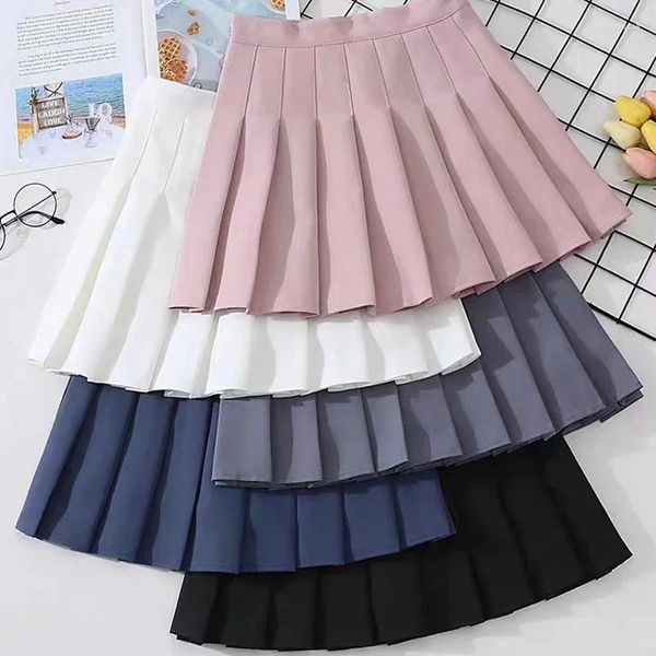 Gonne Gonna a pieghe Donna Vita alta Mini Ragazza da donna Coreana Danza casual Kawaii A-line Bianche Uniformi da donna corte