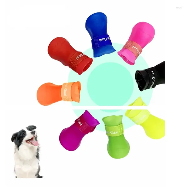 Hundebekleidung Haustier wasserdichte Regenschuhe Anti-Rutsch-Gummistiefel für Katzensocken Kleine mittlere große Hundebedarf