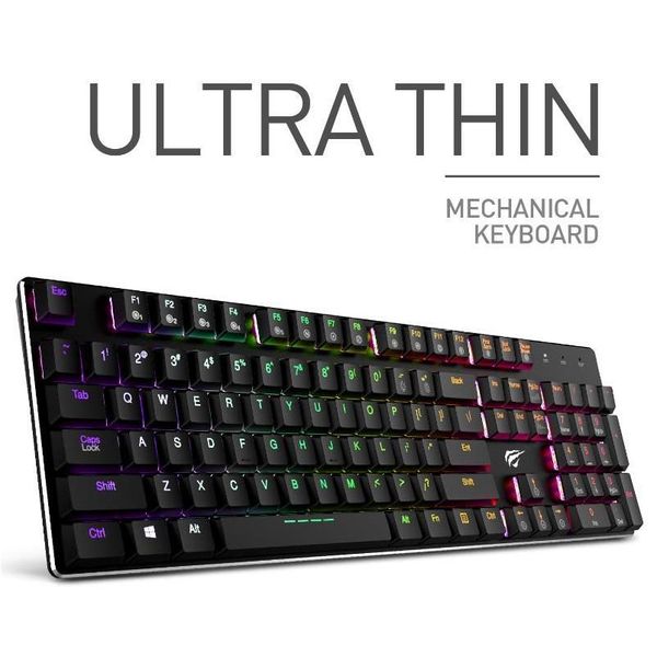 Tastaturen Havit Mechanische Tastatur Low Profile 104 Tasten Blau Kailh Switch Gaming für Tablet Desktop Wired USB Englisch Drop Lieferung C Dhga3