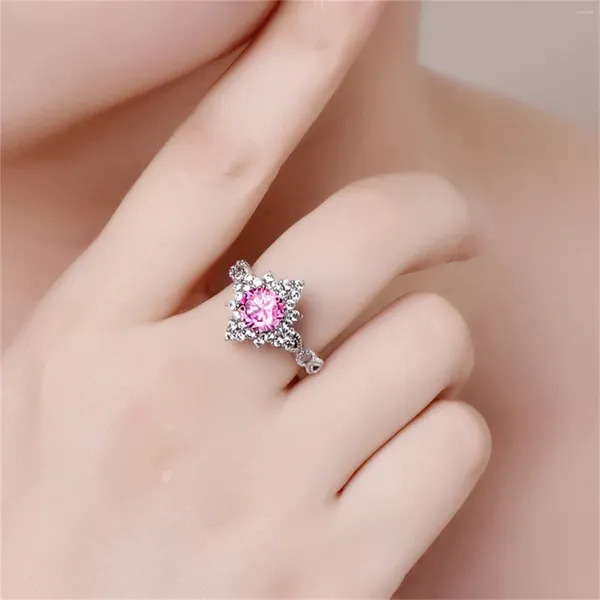 Anéis de cluster multi-cor zircon anel moda clássico casamento em forma de flor presente jóias requintado luxo para mulheres aneis