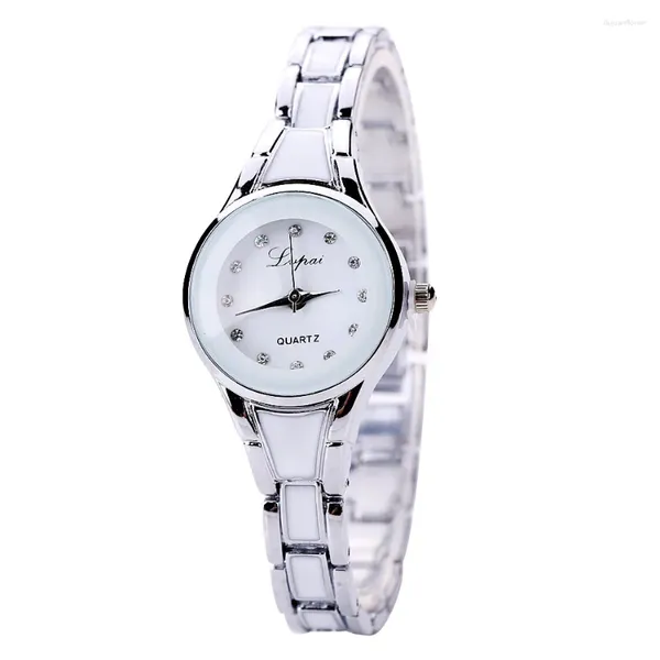 Relógios de pulso moda feminina pulseira relógios pequeno dial relógio de quartzo para mulheres vestido hora banda de aço feminino elegante senhoras