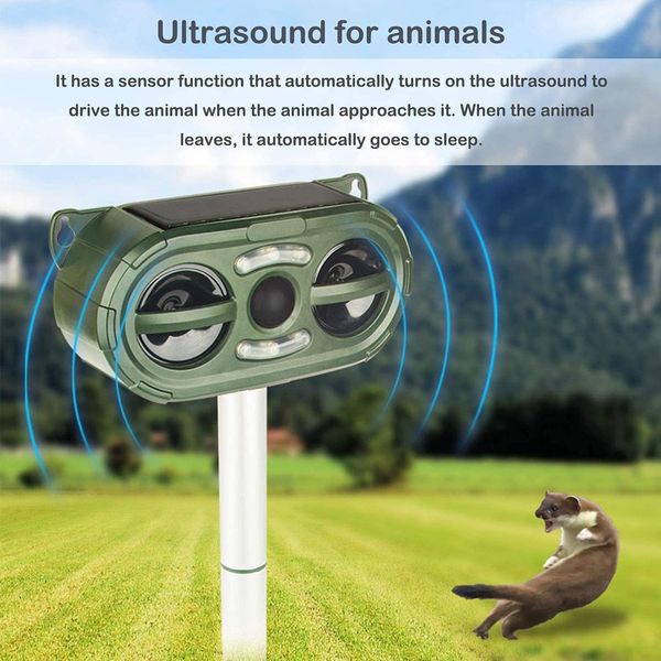 ZK20 Repellente per animali Repellente per ratti ad ultrasuoni da esterno Repellente per cani LED Flash Repellente per uccelli solari Ricarica USB Ricarica ausiliaria solare prato fattoria