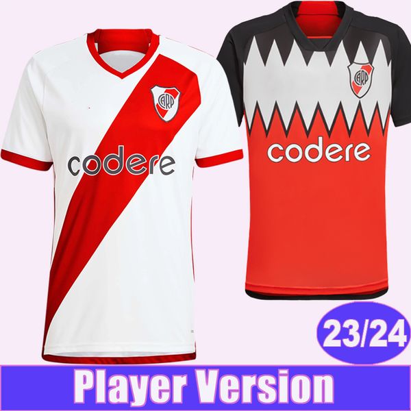 2023 24 River Plate Player Version Fußballtrikots M.BORJA PEREZ PALAVECINO Home White Away Football Shirts Kurzarmuniform