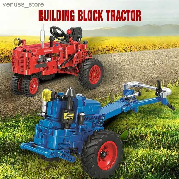 Bloques DIY, Tractor antiguo clásico, bloques de construcción de automóviles, Tractor para caminar en la ciudad, camión, bloques, juguetes educativos para niños R231208