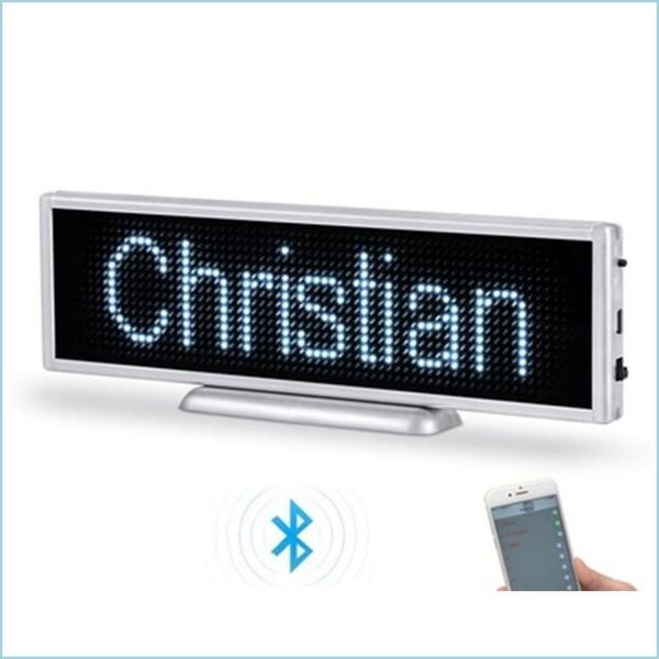 LED-Module P3 Bluetooth wiederaufladbares Schild 16 x 64 Pixel programmierbares Scroll-Anzeigefeld für den Laden-Desktop oder zum Aufhängen von Drop-Delive Dhcil