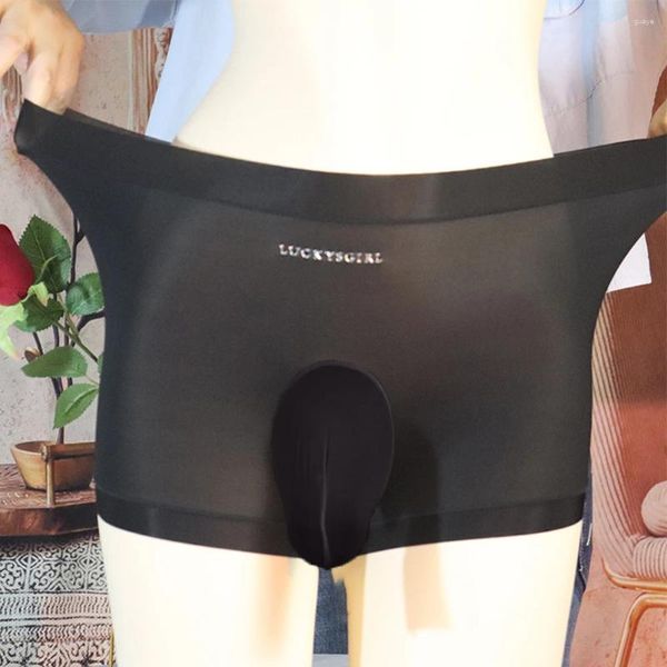 Mutande da uomo sexy Sissy boxer pantaloncini senza cuciture tronchi biancheria intima a rete trasparente ultra sottile vedere attraverso slip solidi super elastici