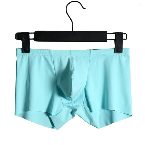 Cuecas de verão homens gelo seda roupa interior sem costura suave boxer bulge bolsa macio respirável briefs casual nadar shorts calcinha