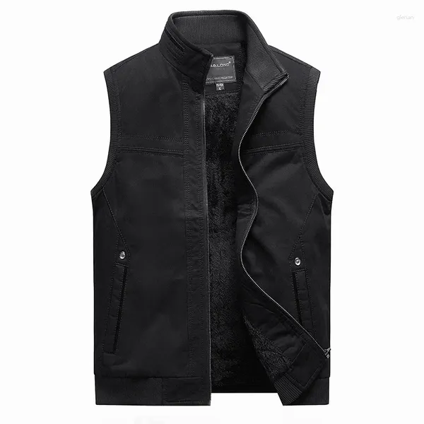 Gilet da uomo Gilet invernale in velluto addensato con spalle fredde e calde Cappotto senza maniche grande Canotta in puro cotone