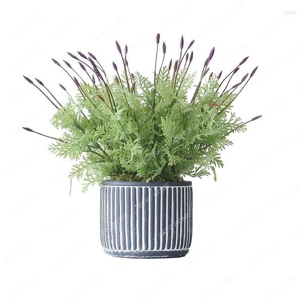 Dekorative Blumen Lavendel Pflanze Bonsai Home Indoor Topf gefälschte Bäume Ornamente