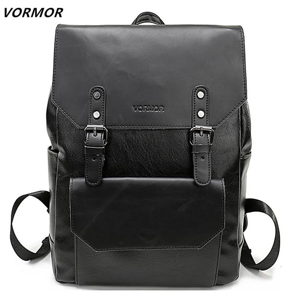 Abendtaschen VORMOR Einfacher Lederrucksack mit großer Kapazität für Reisen Büro Männer Rucksack Mode Schultasche Mochila Schwarz/Braun/Kaffee 231207