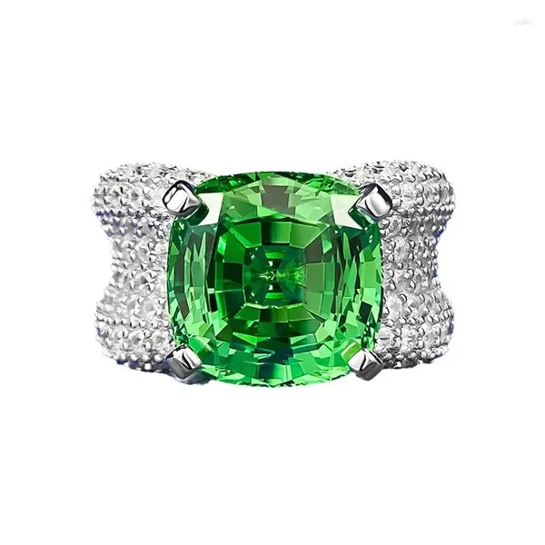 Küme Yüzükleri S925 Gümüş İthal Shefulai Yeşil 12 Tayland Kesme Yüzüğü Avrupa Güzelliği
