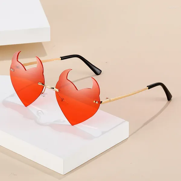 Sunglasses Fashion Devil Ear Heart Shape UV Protection Creative Party Halloween Cosplay Sun Glasses Eyewear For Women Men