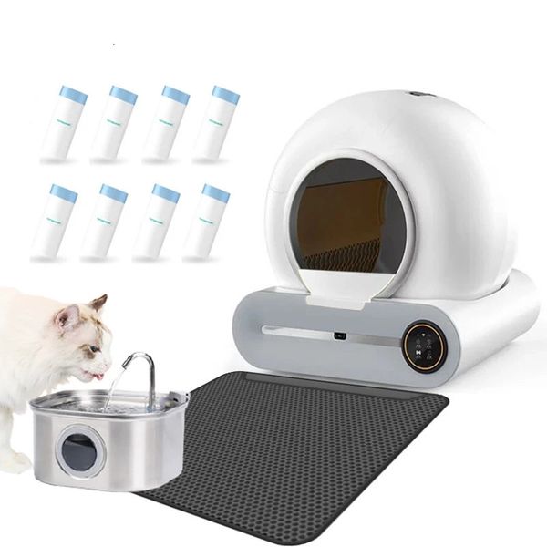 Outros suprimentos para gatos Tonepie 65L Caixa de areia automática inteligente para gatos Autolimpante Caixa de areia para gatos totalmente fechada Bandeja de areia para banheiro para animais de estimação Versões em inglês 231207