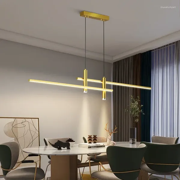 Pendelleuchten High-End Minimalist Line Suspension Kronleuchter Küche Esstisch Restaurant Dekoration Led Spot Lustre Beleuchtung