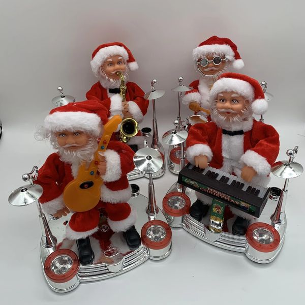 Weihnachtsspielzeug liefert elektrischer Weihnachtsmann, der Klavier, Saxophon, Gitarre, Musik, elektronisches Klavier, Weihnachten, Kinderpuppengeschenk 231208 spielt
