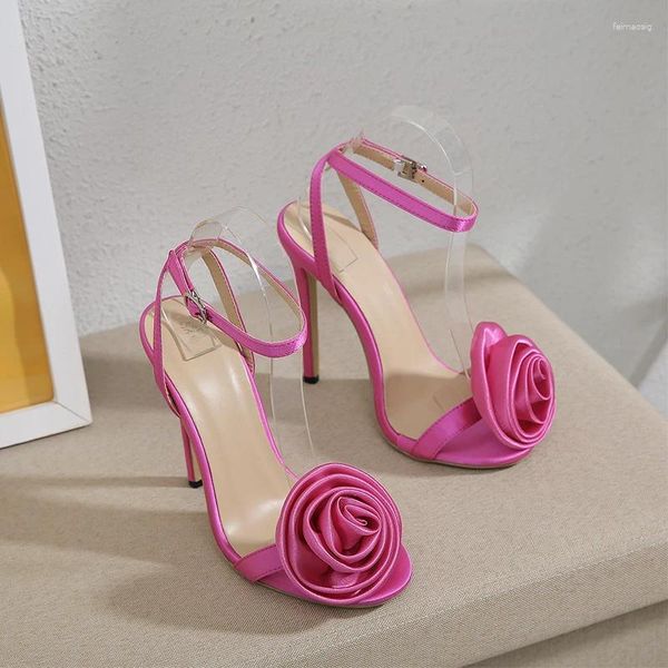 Sandálias Zookerlin para mulheres 2024 flor fivela cinta sapatos sexy stiletto rosa vermelho salto alto verão sandalias de mujer