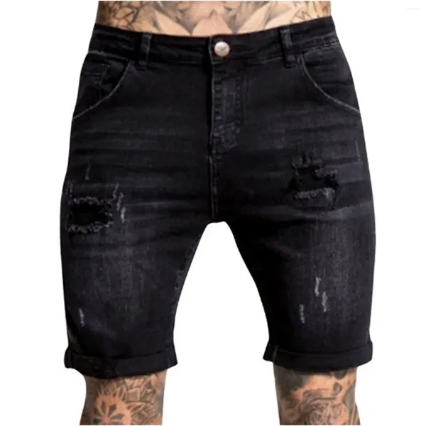 Pantaloncini da uomo 2023 Primavera Estate Denim Abbigliamento Jeans strappati da spiaggia Cotone corto Casual da uomo