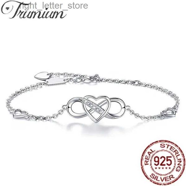 Catena Trumium Bracciali da donna in argento sterling 925 Cuore infinito Bracciale regolabile con diamanti placcati in oro bianco Festa della mamma Regali per ragazze YQ231208