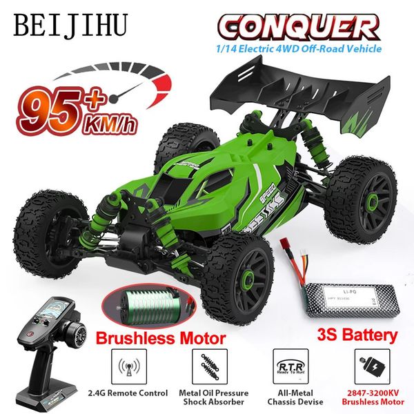 Giocattoli di trasformazione Robot 1 14 95KM H Brushless RC Car 3S Professional 4WD Elettrico ad alta velocità Off Road Telecomando Drift Toy per bambini VS WLtoys 144010 231207