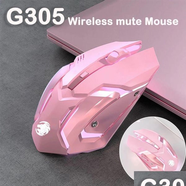 Mäuse Wireless Silent Game Mouse 1600 dpi Optische LED-Hintergrundbeleuchtung USB-Aufladung 6-Tasten-Design für PC-Laptops 231101 Drop Delivery Computer Dhuoq