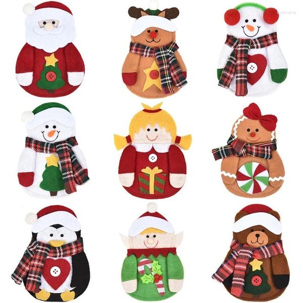 Set di stoviglie 9 pezzi Set di posate natalizie Copri coltello Forchetta Borsa Porta stoviglie per decorazioni carine con Babbo Natale