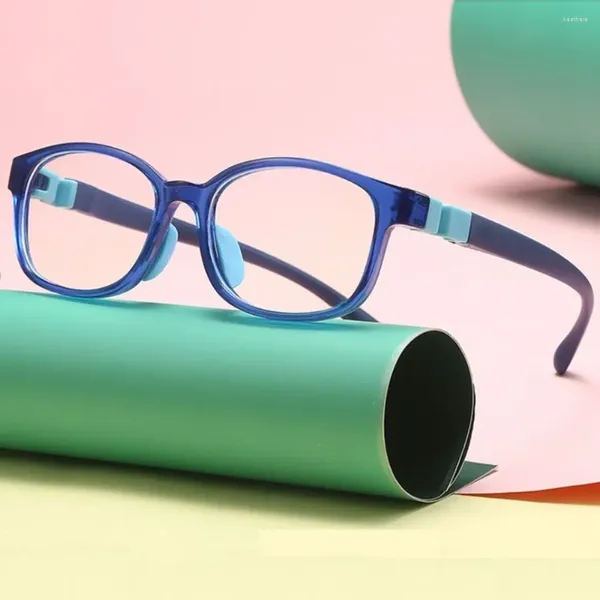 Sonnenbrille, Anti-Blaulicht-Kinderbrille, quadratischer Rahmen, Computer-Strahlenschutzbrille für Jungen und Mädchen, abnehmbares Silikonbein