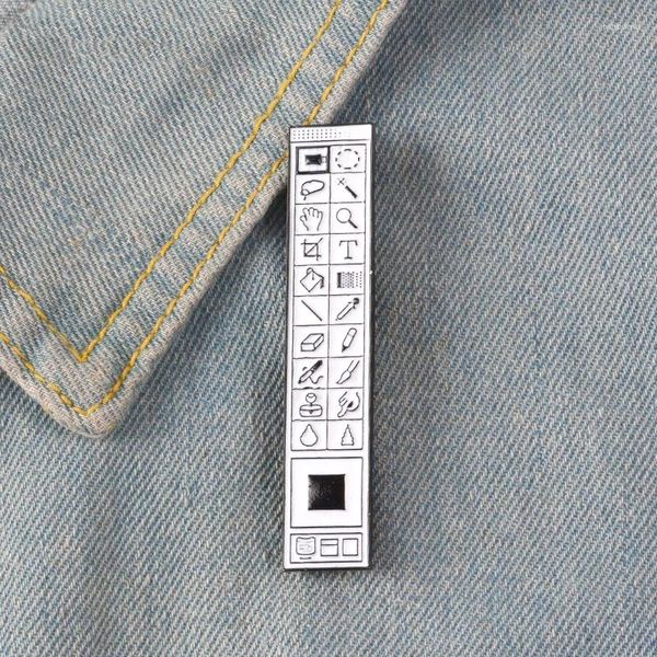 Broches poshop barra de ferramentas esmalte pino broche lapela jeans camisa saco da velha escola jóias presente para designers amigos