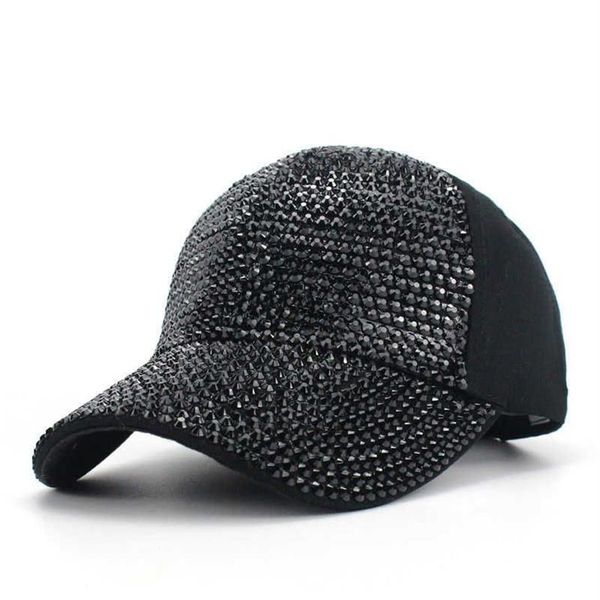 Berretto da baseball per ragazza Colorato strass diamante Berretto snapback per bambini Primavera Estate Cappello nero per ragazzo Bambino Bambino 3-8 anni Ossa X306L