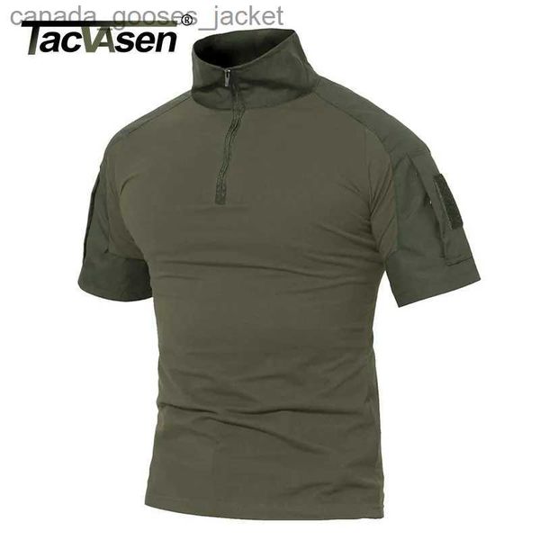 T-shirt da uomo TACVASEN T-shirt estive da uomo T-shirt tattica militare Airsoft T-shirt corta in cotone mimetico militare T-shirt Paintball Abbigliamento L231208