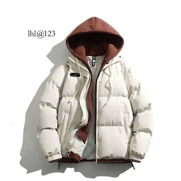 Дизайнерская куртка, зимняя новая мужская корейская версия, утепленная, теплая, с логотипом автомобиля, поддельная хлопковая куртка из двух частей с капюшоном, модная пара, версия B, оптовая продажа, 2 шт., скидка 10%