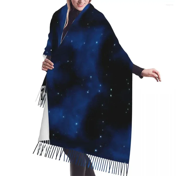 Canotte da uomo Stelle Cielo Spazio Nebulosa Sciarpa notturna Inverno Sciarpe lunghe grandi con nappe Avvolgente morbido Pashmina