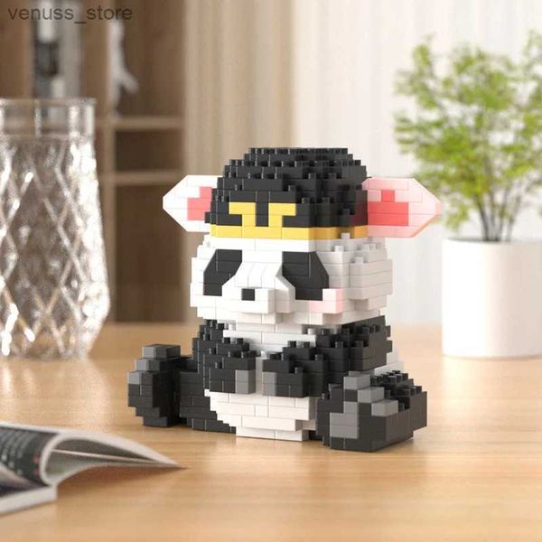 Blocos Panda flor bloco de construção micro partículas montagem brinquedo quebra-cabeça artesanal decoração criativa R231208