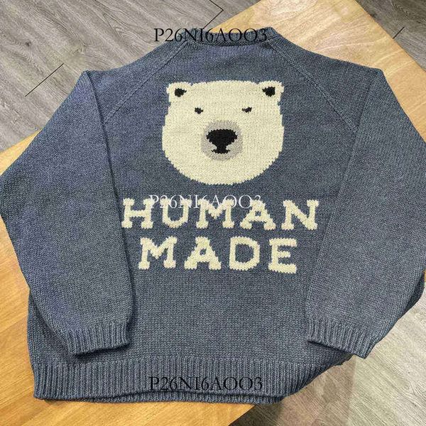 Heren Hoodies Sweatshirts Menselijk gemaakte trui Japanse rug Ijsbeer Briefprint Heren Dames Menselijk gemaakte gebreide trui 475