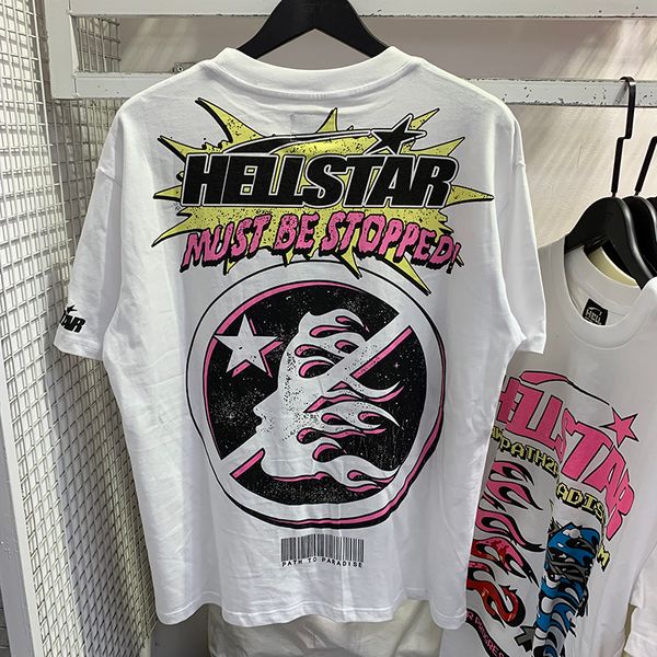 Hellstar designer camisetas camisetas gráficas roupas all-match roupas hipster tecido lavado Rua graffiti Lettering foil print Vintage coloeful Solto encaixe lj