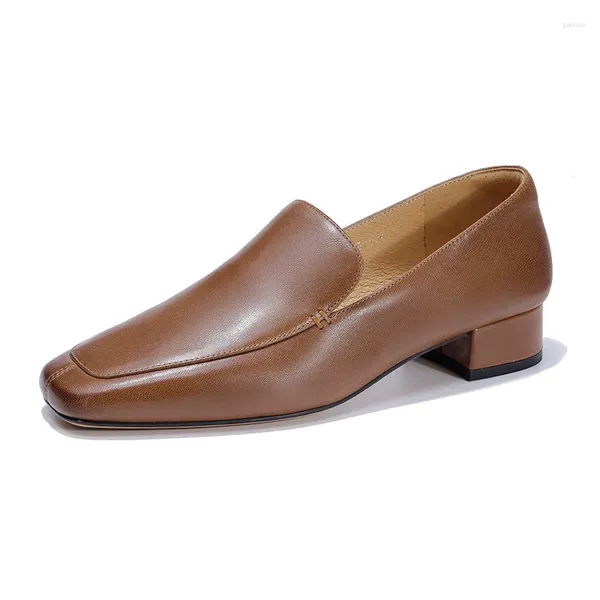 Sapatos de vestido 2023 Outono Genuíno Couro Mulheres Palmilha Completa Britânico Design Minimalista Alta Qualidade Loafer Sapato Saco