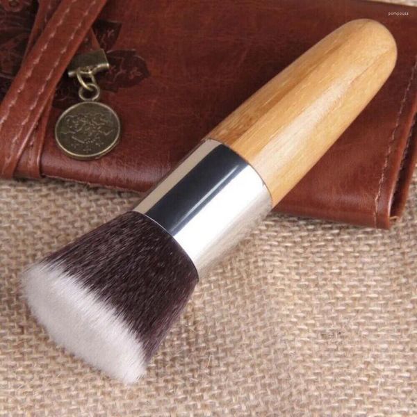 Pincéis de maquiagem S Powder Cosmetic Tool Punho de madeira Blush Brush Flat Top Round Buffer